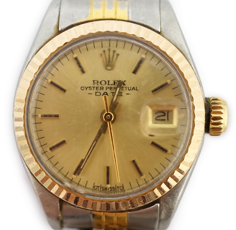 A lady's late 20th century steel and gold Rolex Oyster Perpetual Date wrist watch